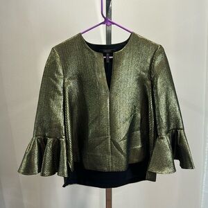 BCBG Gold peplum sleeved blouse